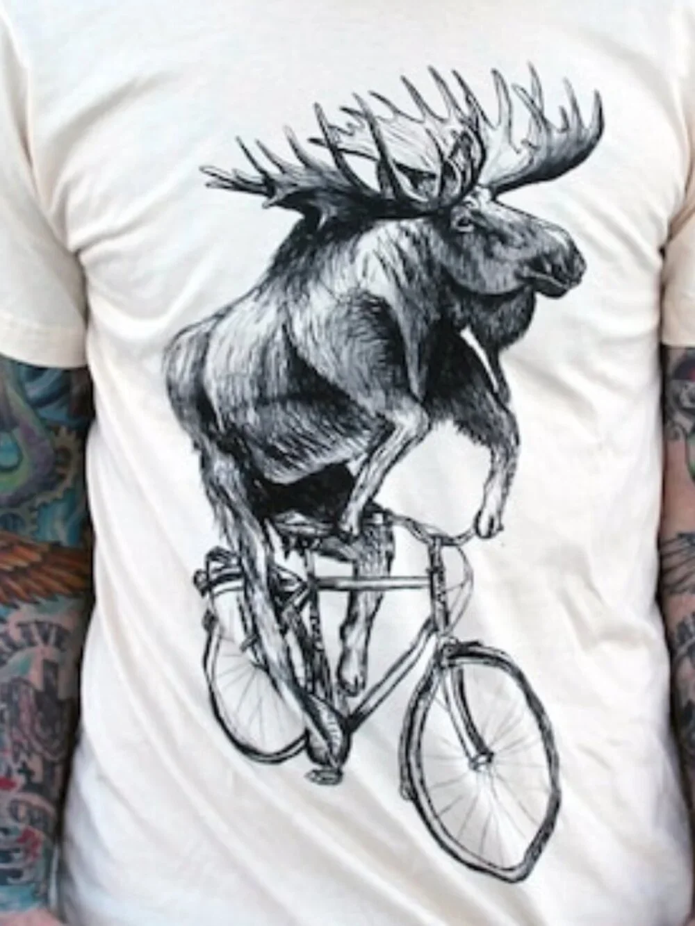 Moose on Bicycle T-Shirt - Picture 2 of 4